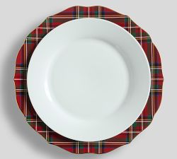 Stewart Plaid Stoneware Scallop Charger Plates