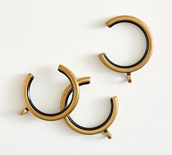 Open Box: Slim Quiet-Glide C-Loop Curtain Rings (1.25" Diam), Set of 10 - Burnished Brass
