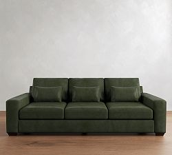 Open Box: Big Sur Square Arm Leather Deep Seat Grand Sofa (105"), 3X3 - Vintage Hunter