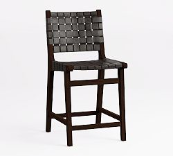Open Box: Fenton Woven Leather Counter Stool (24") - Legacy Tobacco, Gray Wash