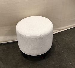 Open Box: Jake Upholstered Swivel Stool - Performance Boucle Oatmeal, Dusty Charcoal Base
