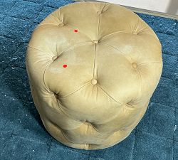 Open Box: Tufted Leather Accent Stool - Keystone Sandstone