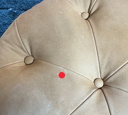 Open Box: Tufted Leather Accent Stool - Keystone Sandstone