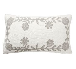 Open Box: Lilo Handcrafted Cotton Quilted Sham, King, Set of 2 - Ivory/Gray