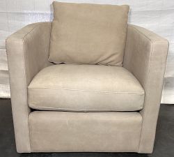 Open Box: Ayden Barrel Arm Leather Swivel Chair (32") - Nubuck Wheat