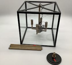 Open Box: Manor Glass Square Indoor/Outdoor Pendant, Small (14") - Bronze &amp; Tumbled Brass