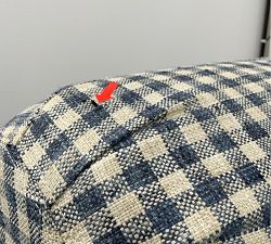 Open Box: Carlisle Swivel Chair without Nailheads, Down Blend Wrapped Cushions - Rustic Gingham Print Navy