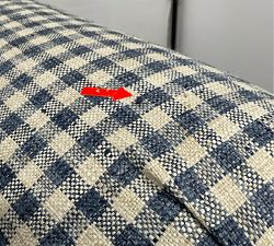 Open Box: Carlisle Swivel Chair without Nailheads, Down Blend Wrapped Cushions - Rustic Gingham Print Navy
