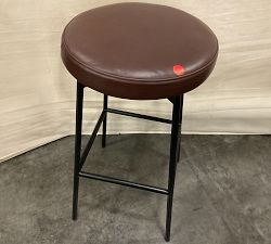 Open Box: Maison Leather Backless Swivel Counter Stool (24") - Statesville Caramel, Black