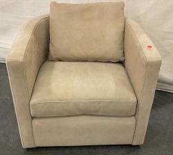 Open Box: Ayden Barrel Arm Leather Swivel Chair (32") - Nubuck Wheat
