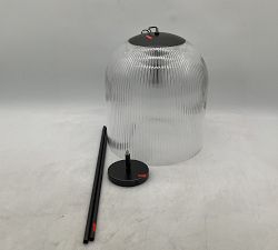Open Box: Cooper Ribbed Glass Pendant, Large (14"Diam) - Bronze