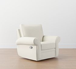 Open Box: Pearce Roll Arm Upholstered Swivel Glider Manual Recliner -  Rustic Linen White
