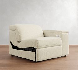 Open Box: Ultra Lounge Square Arm Right Recliner - Performance Heathered Basketweave Ivory