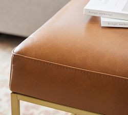 Millie Leather Square Accent Stool (18")