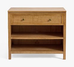 Open Box: Channing Cane Double Open Shelf Base With Drawer - Midland Amber