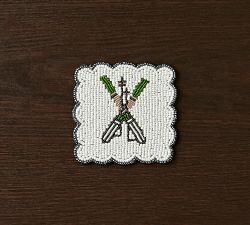 Holiday Skier Handcrafted Beaded Coasters, Set of 4