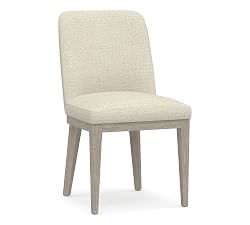 Open Box: Layton Upholstered Side Dining Chair, Individual, Gray Wash, Basketweave Slub - Oatmeal