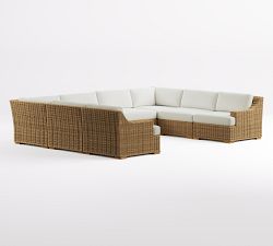 Huntington Wicker Slope Arm 8-Piece U-Shaped Outdoor Sectional (132")