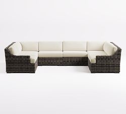 Huntington Wicker Slope Arm 8-Piece U-Shaped Outdoor Sectional (132")