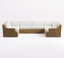 Huntington Wicker Slope Arm 8-Piece U-Shaped Outdoor Sectional (132")