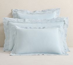 LoveShackFancy Belgian Flax Linen Sham with Lace Trim