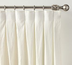 Open Box: Belgian Flax Linen Inverted Box Pleat Blackout Curtain (50"W x 96"L) - Classic Ivory
