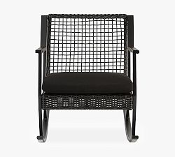 Open Box: Klein All-Weather Wicker Outdoor Rocking Lounge Chair Frame, Set of 2 - Black