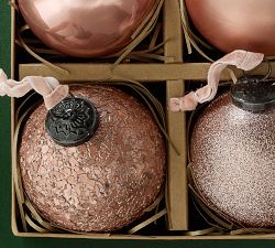 LoveShackFancy Antique Rose Gold &amp; Glitter Ornament - Set of 4