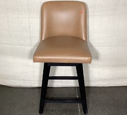 Open Box: Layton Leather Swivel Counter Stool (25.5"H) - Churchfield Camel, Blackened Oak