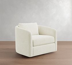 Open Box: Remmy Swivel Chair (39") - Performance Heathered Basketweave Alabaster White