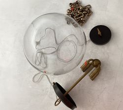 Open Box: Anthony Recycled Glass Globe Pendant, Small (14") - Bronze &amp; Tumbled Brass