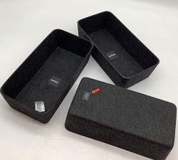 Open Box: Felted Sculpted Bin, Large (12"D x 15"L x 6"H), Set of 3 - Charcoal