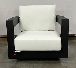 Open Box: Malibu Metal Swivel Curved Outdoor Lounge Chair Frame with Cushions - Black, Natural