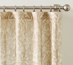 Open Box: Stella Damask Print Light Filtering Curtain (50"W x 96"L) - Flax