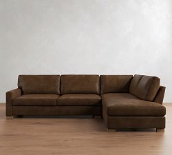 Turner Square Arm Leather Return Bumper Sectional (106"&ndash;125")
