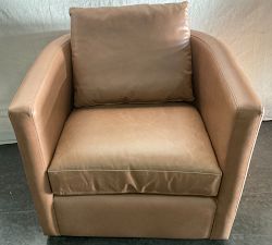 Open Box: Ayden Barrel Leather Swivel Chair (32") - Churchfield Camel