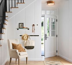 Redford Caramel Leather Round Flush Mount (15")
