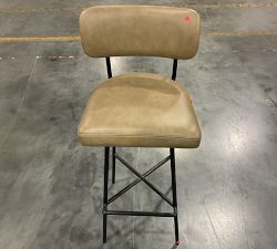 Open Box: Maison Leather Swivel Bar Stool (31"H) - Legacy Taupe, Bronze Legs
