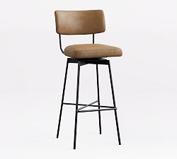 Open Box: Maison Leather Swivel Bar Stool (31"H) - Legacy Taupe, Bronze Legs