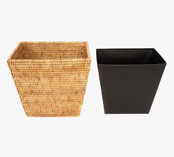 Tava Handwoven Rattan Tapered Waste Basket with Metal Insert
