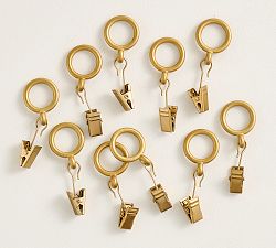 Open Box: Café Curtain Clip Rings, Set of 10 - Brass
