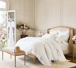 LoveShackFancy Belgian Flax Linen Duvet Cover with Lace Trim