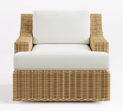 Huntington Wicker Slope Arm Swivel Outdoor Lounge Chair