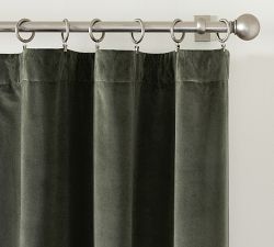 Custom Velvet Twill Blackout Curtain - Moss