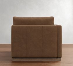 Build Your Own Carmel Slim Arm Wood Base Leather Sectional