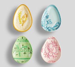 Easter Egg Stoneware Appetizer Plates - Mixed Set of 4