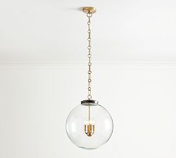 Open Box: Anthony Recycled Glass Globe Pendant, Large (18") - Bronze &amp; Tumbled Brass