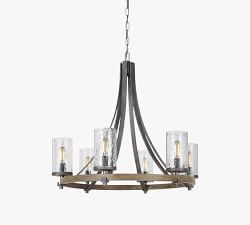 Steffens Iron &amp; Textured Glass Chandelier (24"-48")