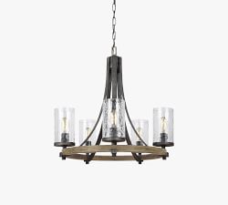 Steffens Iron &amp; Textured Glass Chandelier (24"-48")