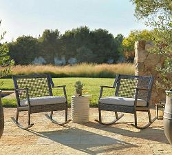 Klein Wicker Rocking Outdoor Lounge Chairs, Set of 2